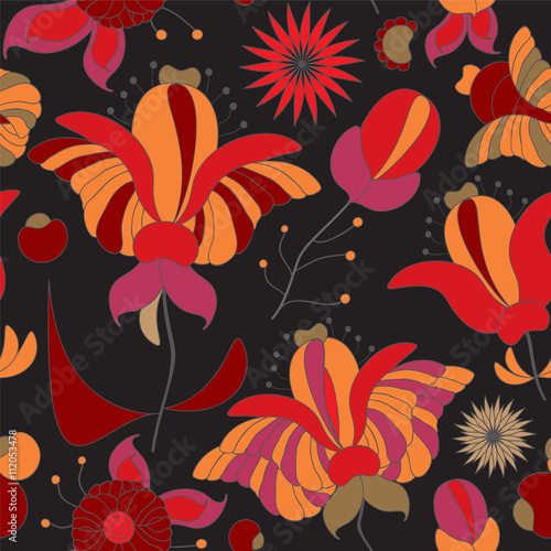 stock vector seamless doodle  floral pattern. orient. abstract b