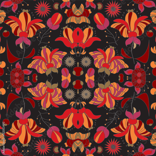 stock vector seamless doodle  floral pattern. orient. abstract b