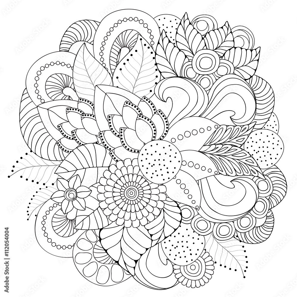 Plakat stock vector doodle floral pattern. black and white