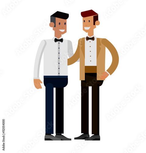 Nontraditional family. Happy cute wedding gay and lesbian