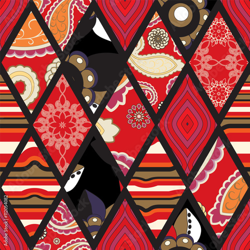 stock vector seamless pattern. oriental, indian, russian floral