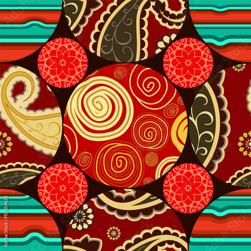 stock vector seamless pattern. oriental, indian, russian floral