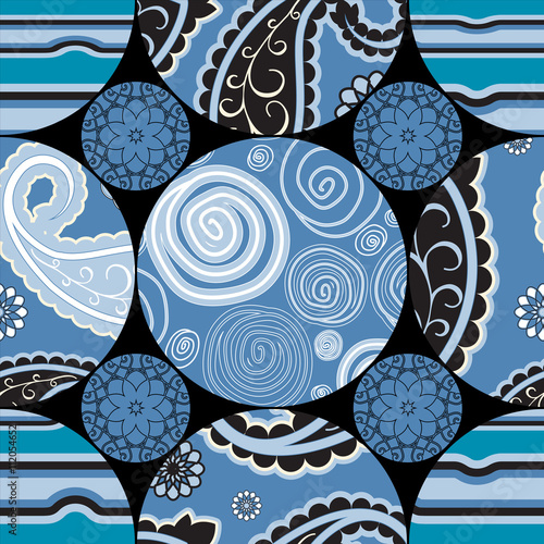 stock vector seamless pattern. oriental, indian, russian floral