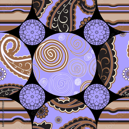 stock vector seamless pattern. oriental, indian, russian floral