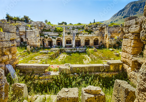 ruins in Ancient Corinth, Peloponnese, Greece, Europe photo