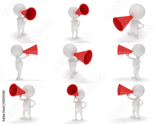 3d white people with a megaphon