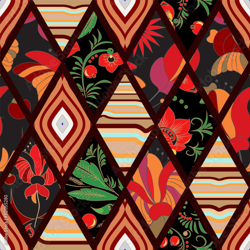 stock vector seamless pattern. oriental, indian, russian floral