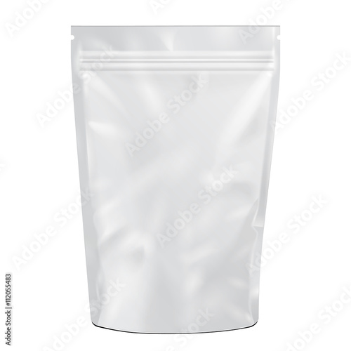 White Blank Foil Food or Drink pack Bag Vector EPS10 photo