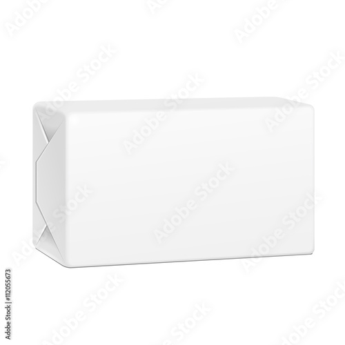 White Spread Butter Package Product Cardboard Box. Illustration Isolated On White Background. Mock Up Template Ready For Your Design. Vector EPS10