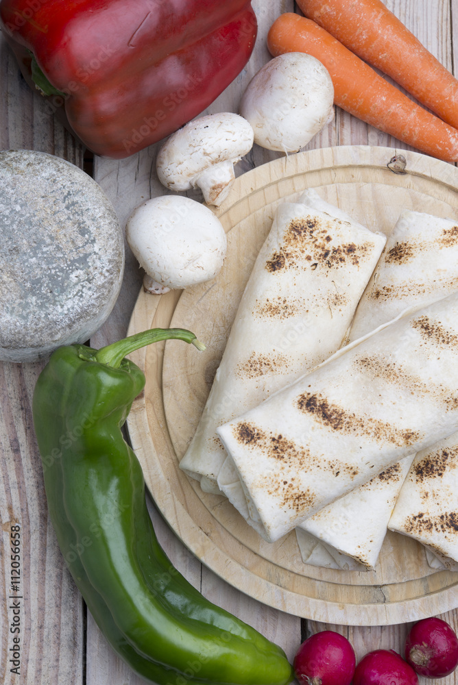 tortilla wraps with meat and vegetables tortilla wraps with meat and vegetables