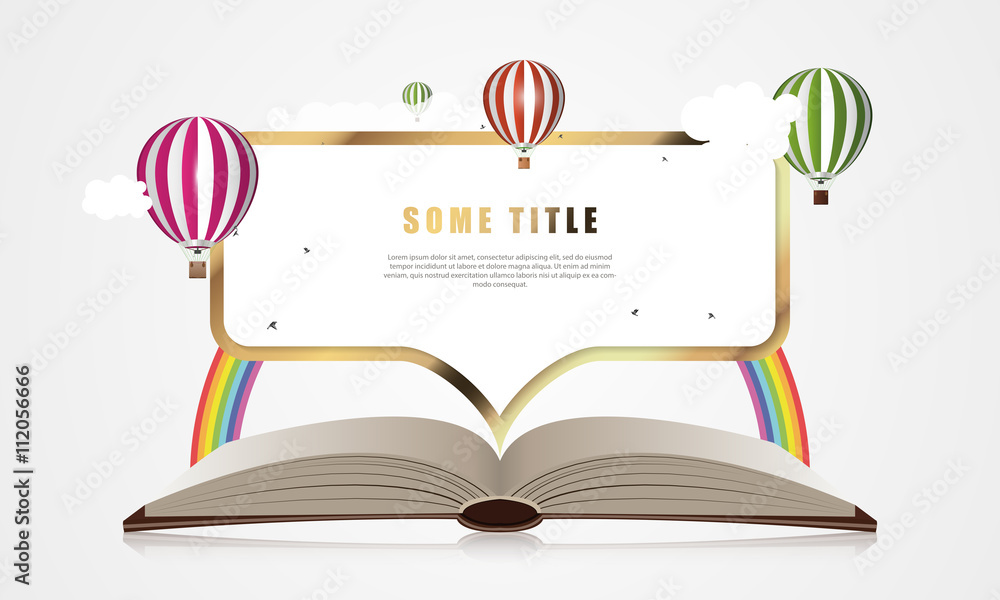 Obraz Creative concept - Open Book With Air Balloons. Vector