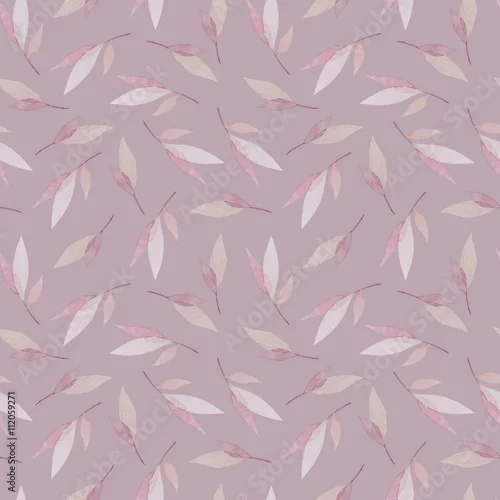 Tapety Wektorowy bezszwowy wzór z gałąź liście w akwarela stylu, wektorowa ilustracja. Natura wzór