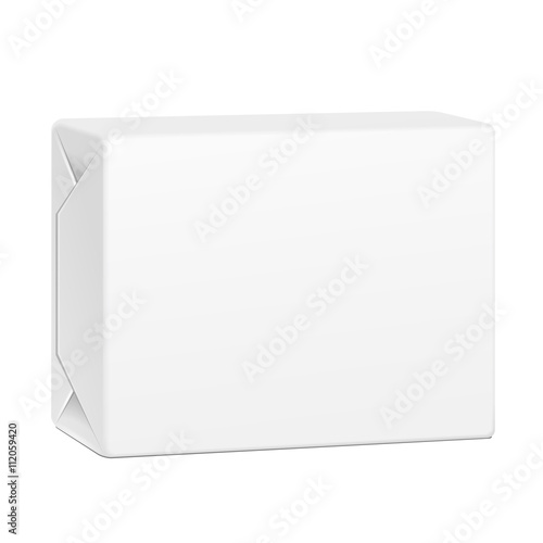 White Spread Butter Package Product Cardboard Box. Illustration Isolated On White Background. Mock Up Template Ready For Your Design. Vector EPS10