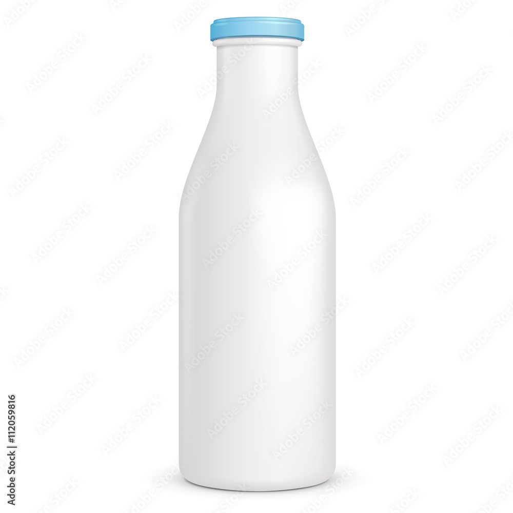 White Blue Yogurt Milk Plastic Bottle. Illustration Isolated On White Background. Mock Up Template Ready For Your Design. Vector EPS10 White Blue Yogurt Milk Plastic Bottle. Illustration Isolated On White Background. Mock Up Template Ready For Your Design. Vector EPS10