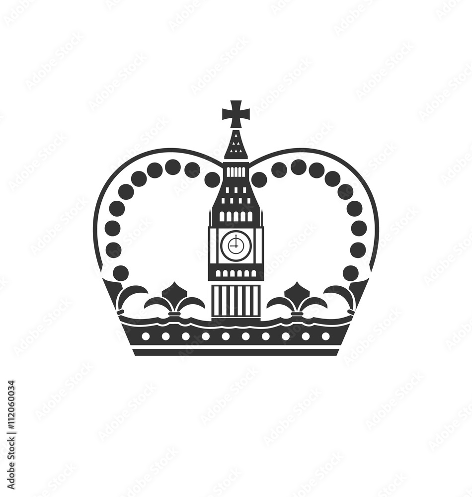 Concept of British Crown Isolated on White Background