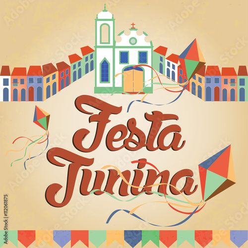Festa Junina illustration - traditional Brazil June festival party. Vector illustration.