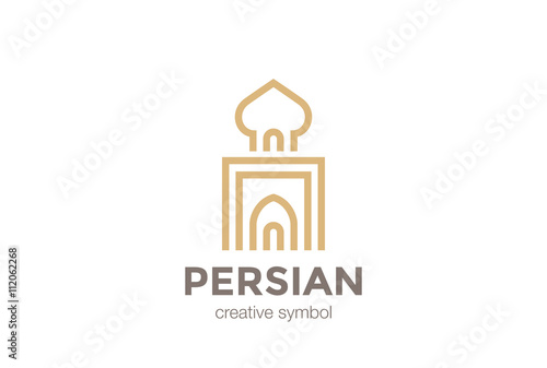Persian Arabic Architecture Logo Palace design vector Linear