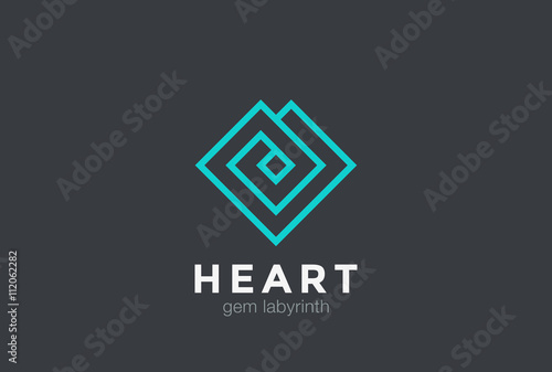 Geometric Heart Logo design vector linear Luxury Jewelry Fashion