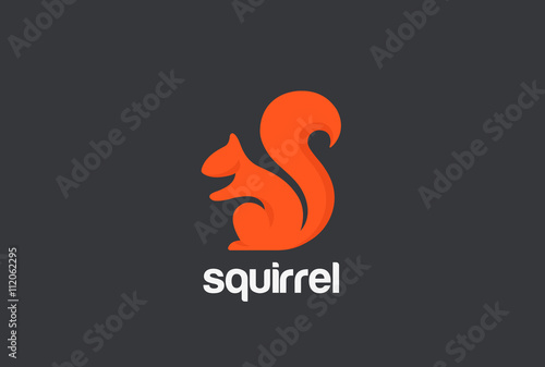 Squirrel Logo silhouette design vector. Animal Logotype icon
