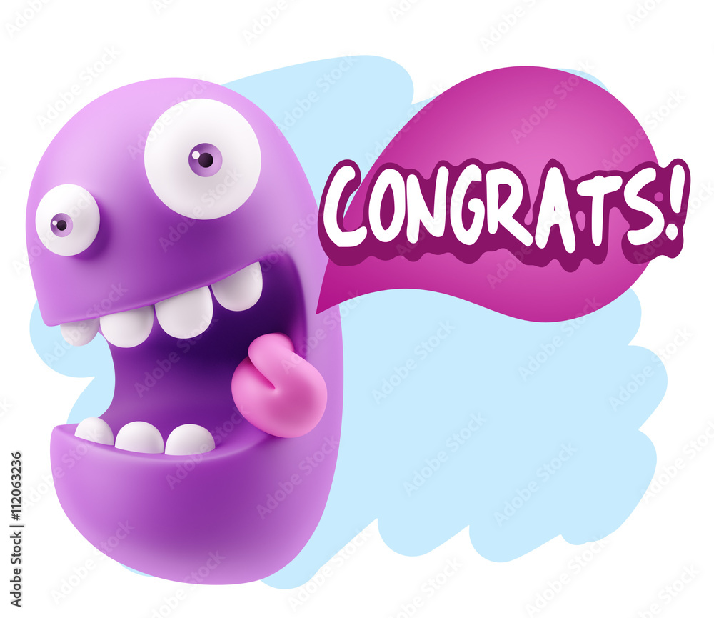 3d Rendering Smile Character Emoticon Expression saying Congrats 3d Rendering Smile Character Emoticon Expression saying Congrats