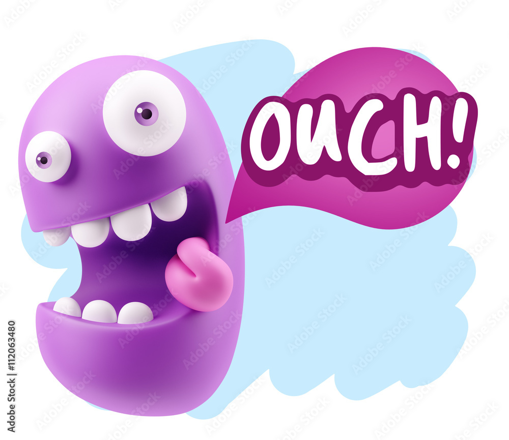3d Illustration Laughing Character Emoji Expression saying Ouch 3d Illustration Laughing Character Emoji Expression saying Ouch