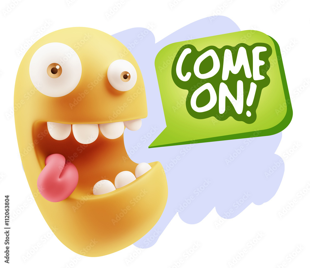 3d Illustration Laughing Character Emoji Expression saying Come 3d Illustration Laughing Character Emoji Expression saying Come