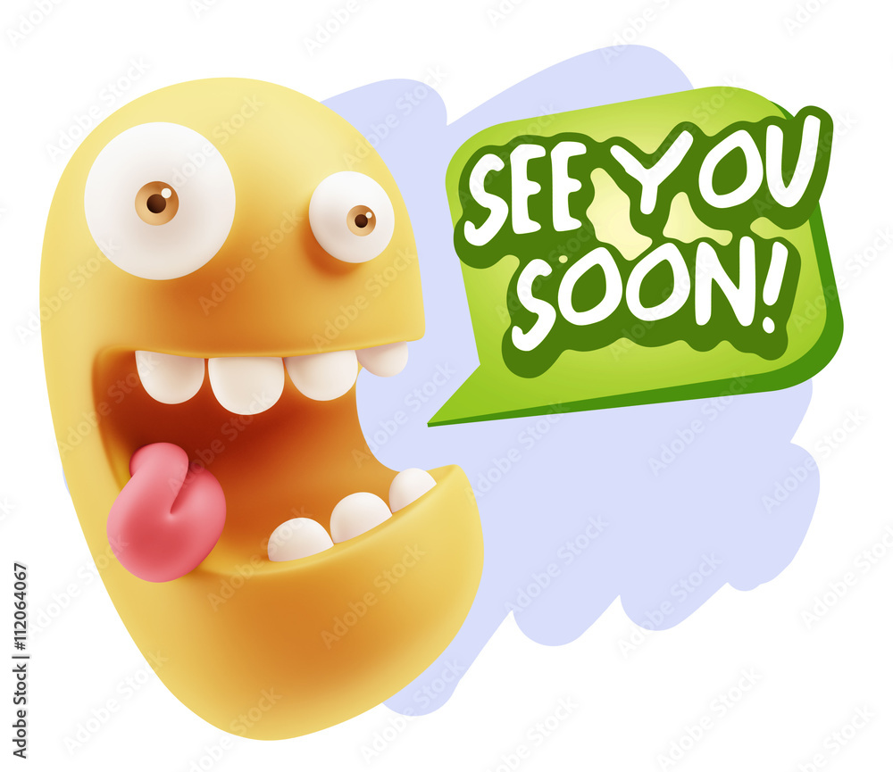 3d Rendering Smile Character Emoticon Expression saying See You 3d Rendering Smile Character Emoticon Expression saying See You