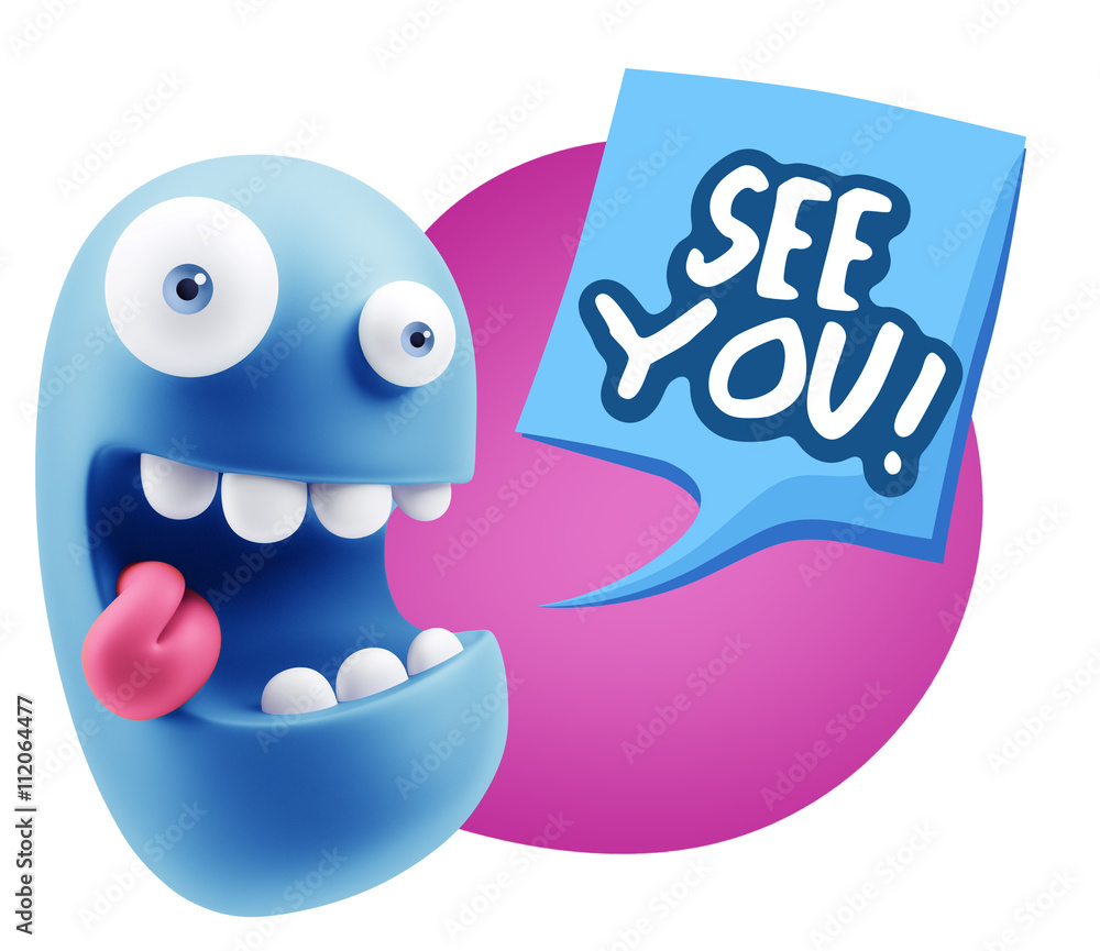 Obraz premium 3d Rendering Smile Character Emoticon Expression saying See You
