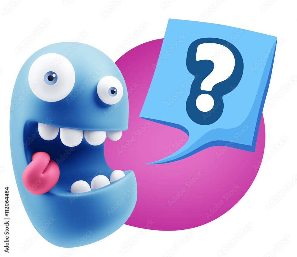 Obraz premium 3d Illustration Laughing Character Emoji Expression saying ? wit
