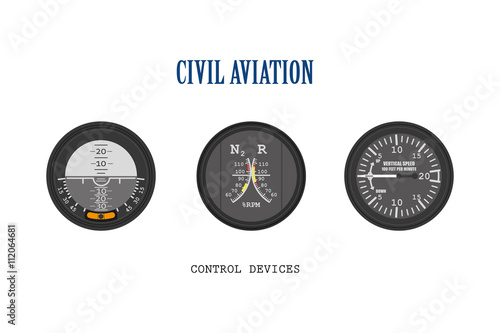 Set of aircraft instruments. Control of devices collection