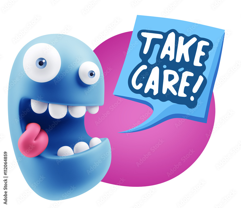 3d Illustration Laughing Character Emoji Expression saying Take