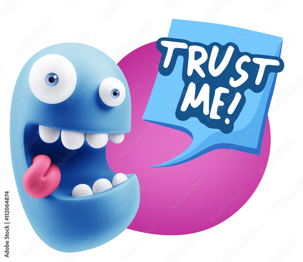 3d Illustration Laughing Character Emoji Expression saying Trust 3d Illustration Laughing Character Emoji Expression saying Trust
