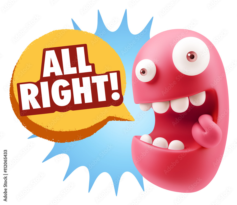 3d Rendering Smile Character Emoticon Expression saying All Righ 3d Rendering Smile Character Emoticon Expression saying All Righ
