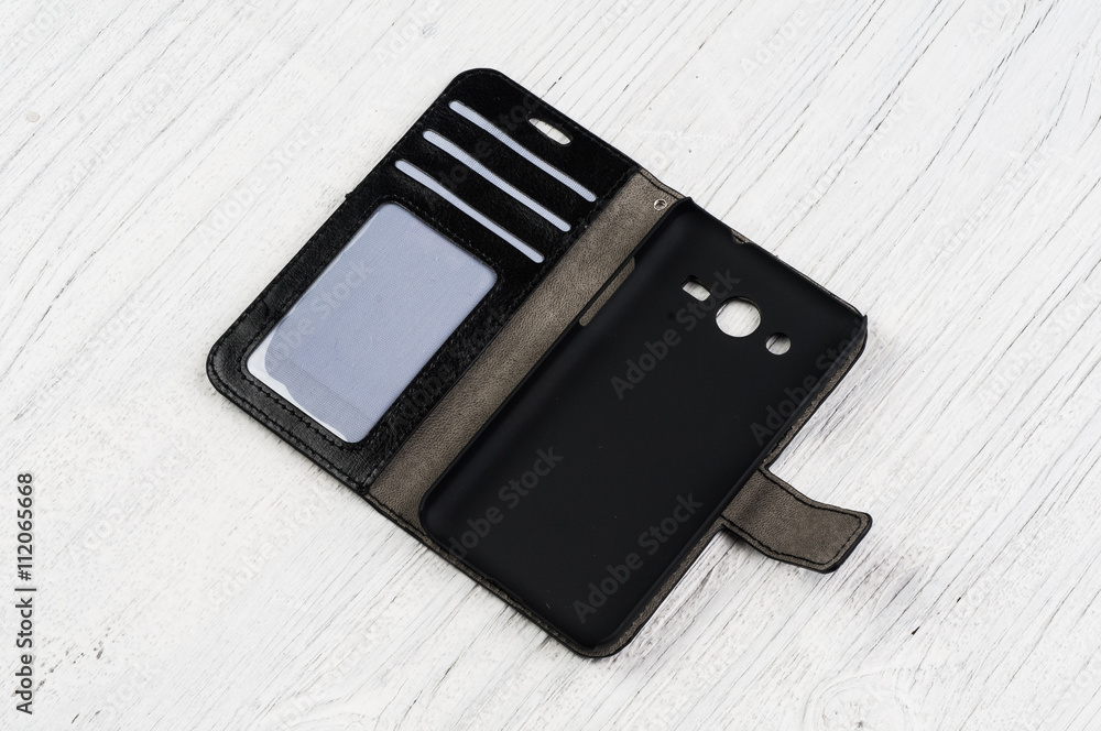 Black leather wallet case cover for smart phone Black leather wallet case cover for smart phone