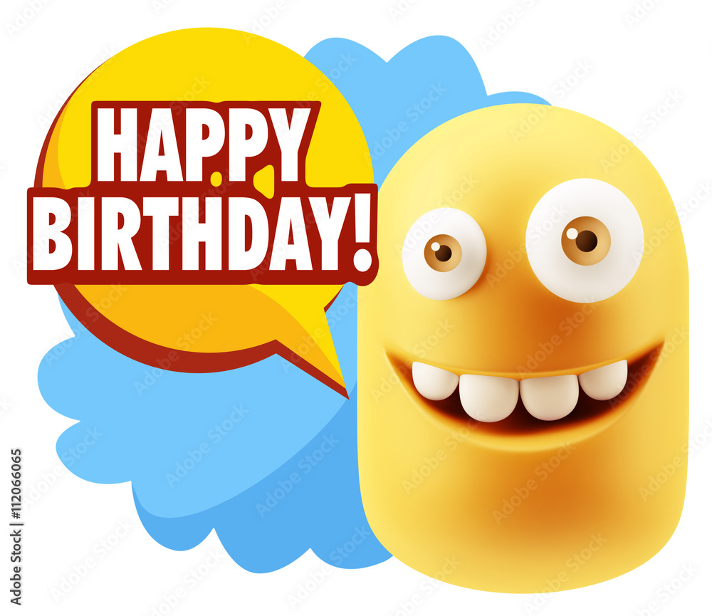 3d Rendering Smile Character Emoticon Expression saying Happy Bi 3d Rendering Smile Character Emoticon Expression saying Happy Bi