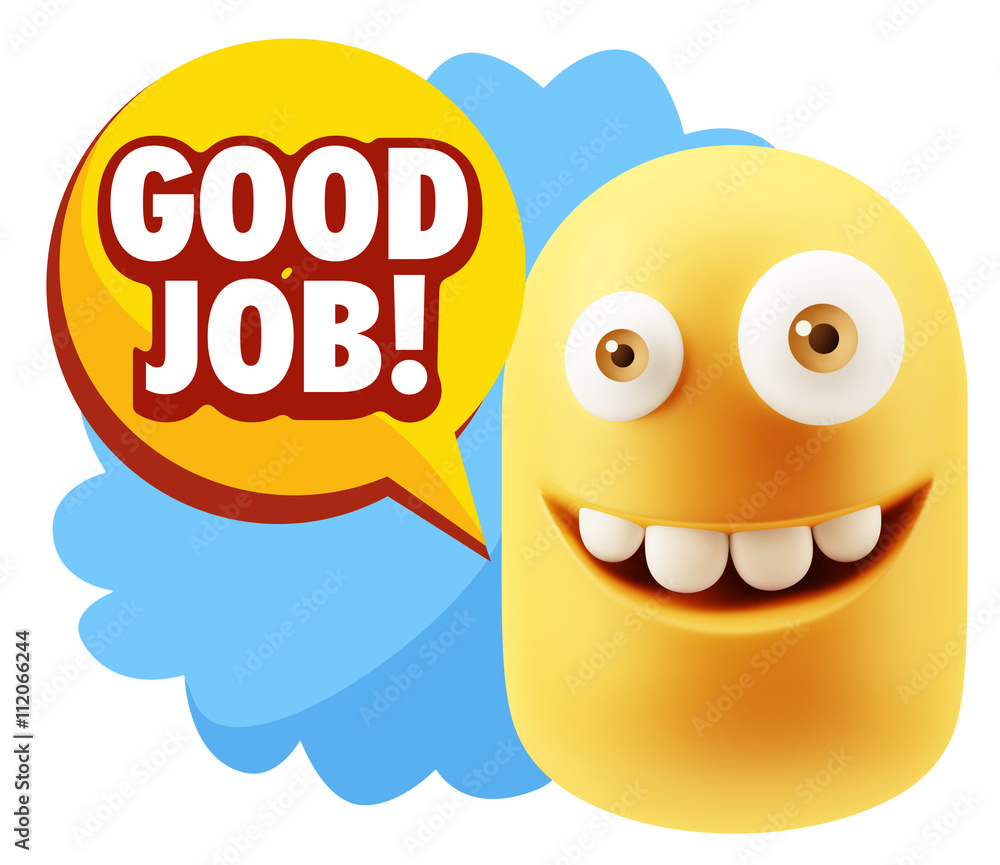 3d Rendering Smile Character Emoticon Expression saying Good Job 3d Rendering Smile Character Emoticon Expression saying Good Job