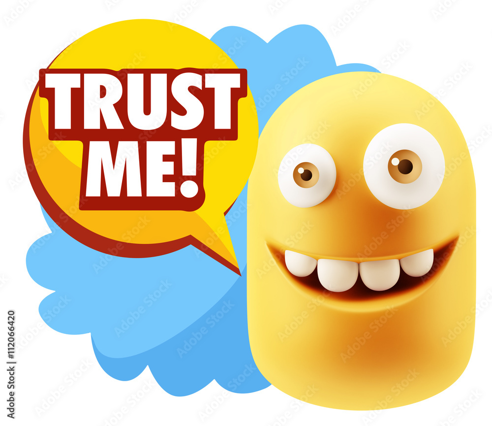3d Illustration Laughing Character Emoji Expression saying Trust 3d Illustration Laughing Character Emoji Expression saying Trust