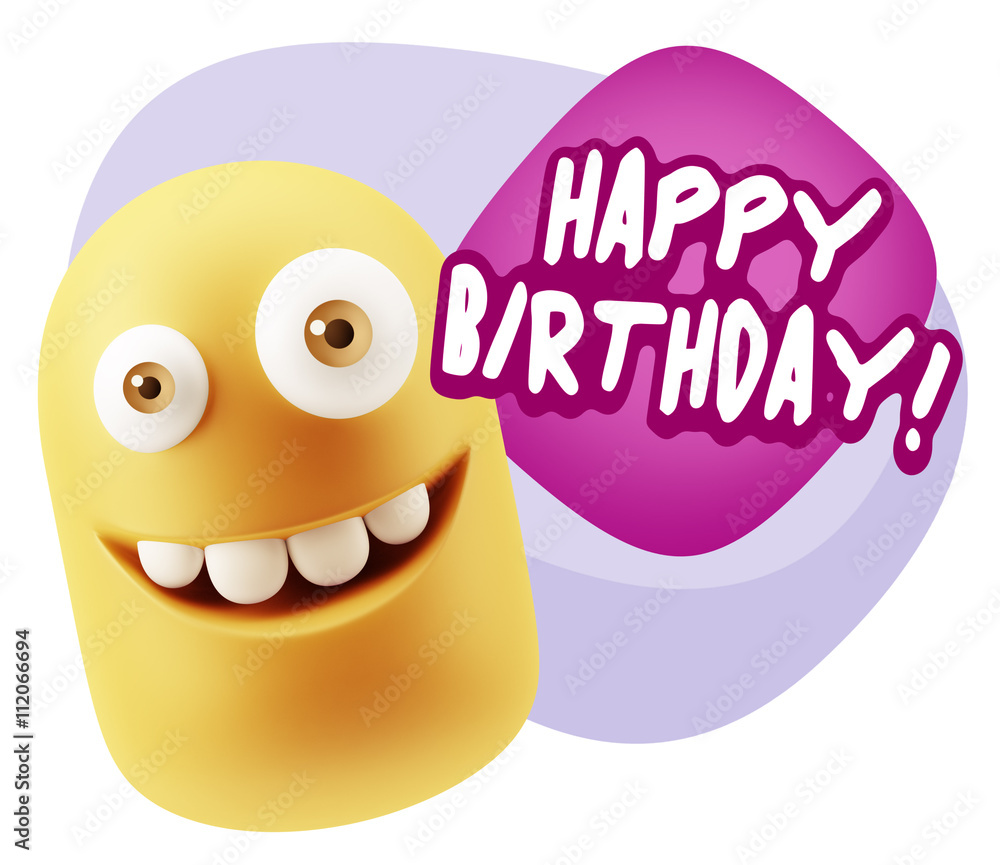 3d Rendering Smile Character Emoticon Expression saying Happy Bi 3d Rendering Smile Character Emoticon Expression saying Happy Bi