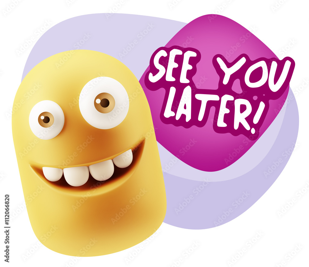 3d Illustration Laughing Character Emoji Expression saying See Y 3d Illustration Laughing Character Emoji Expression saying See Y
