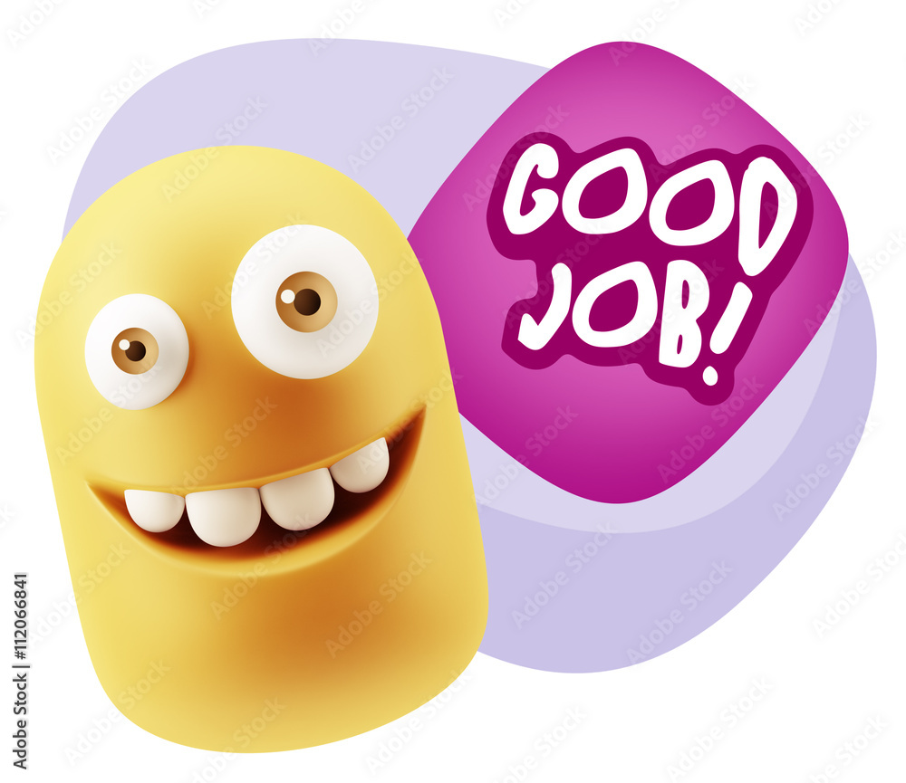 3d Rendering Smile Character Emoticon Expression saying Good Job 3d Rendering Smile Character Emoticon Expression saying Good Job