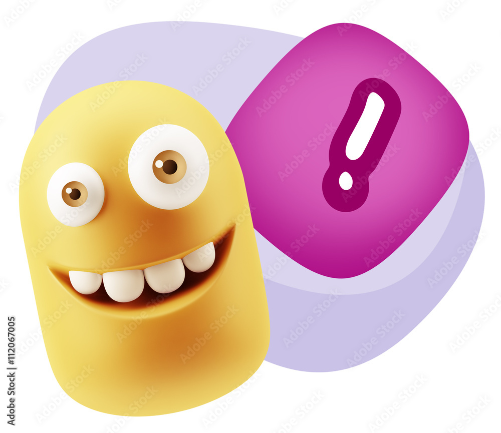 3d Rendering Smile Character Emoticon Expression saying ! with C 3d Rendering Smile Character Emoticon Expression saying ! with C