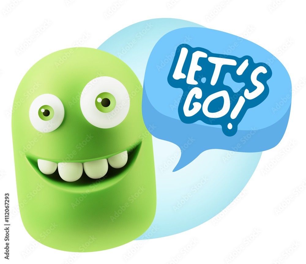 3d Rendering Smile Character Emoticon Expression saying Let'S Go 3d Rendering Smile Character Emoticon Expression saying Let'S Go