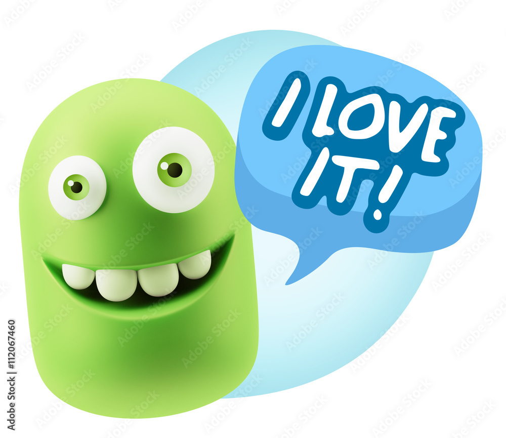 Obraz premium 3d Rendering Smile Character Emoticon Expression saying I Love I