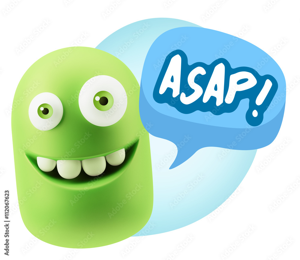 3d Illustration Laughing Character Emoji Expression saying Asap 3d Illustration Laughing Character Emoji Expression saying Asap
