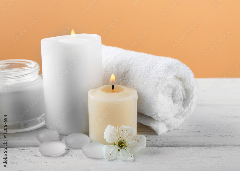 Spa treatment on wooden table Spa treatment on wooden table
