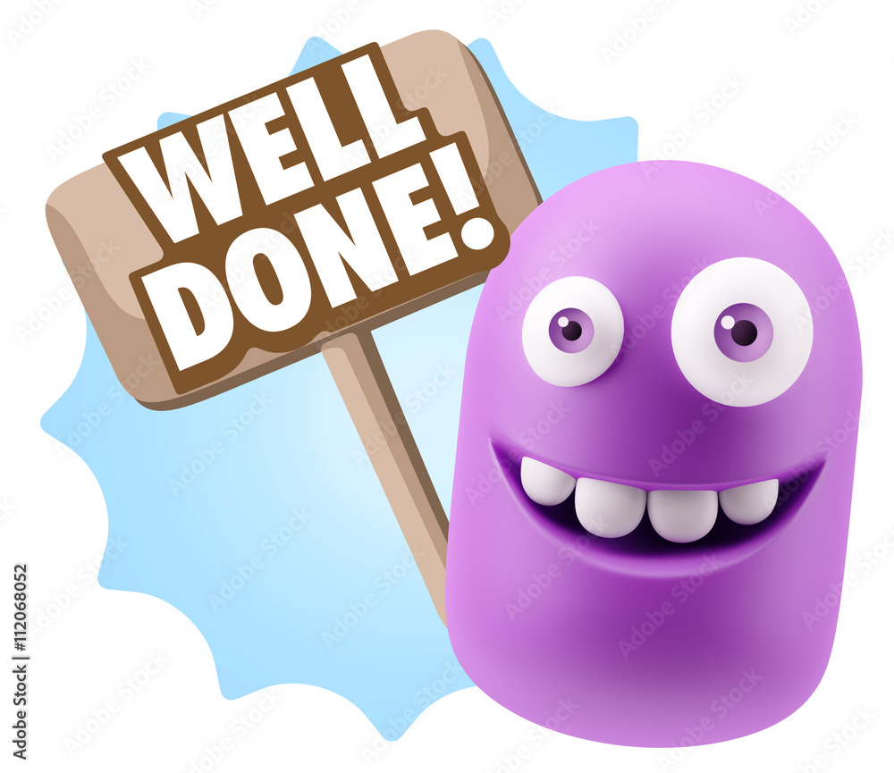 Obraz premium 3d Rendering Smile Character Emoticon Expression saying Well Don