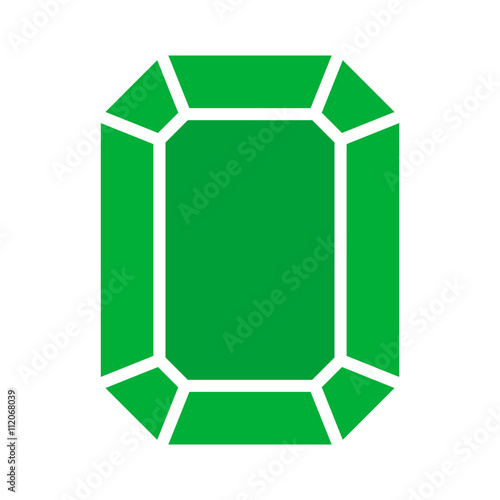 Green rectangular emerald gem flat icon for apps and websites