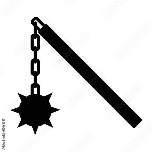 Flail or morning star medieval weapon flat icon for games and websites