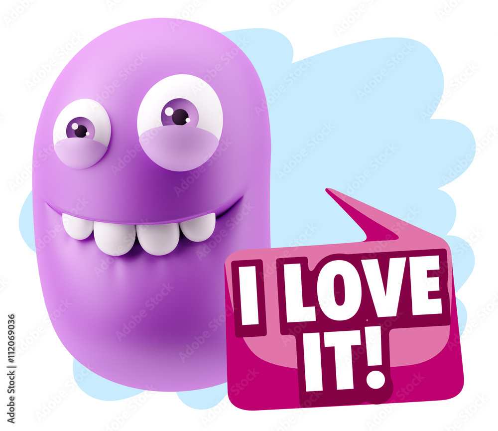 3d Rendering Smile Character Emoticon Expression saying I Love I 3d Rendering Smile Character Emoticon Expression saying I Love I