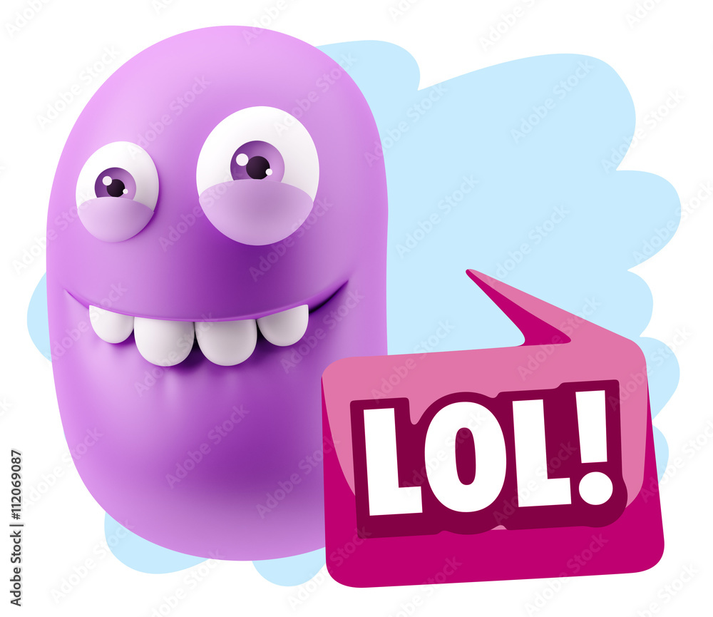 3d Illustration Laughing Character Emoji Expression saying Lol w 3d Illustration Laughing Character Emoji Expression saying Lol w
